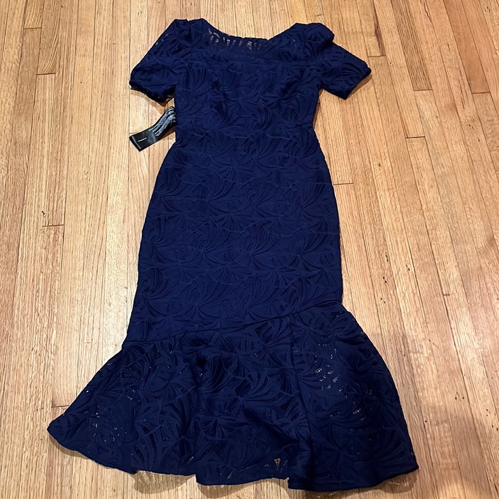 Kay Unger New York Zoey Lace Tea Length Dress - Picture 7 of 17
